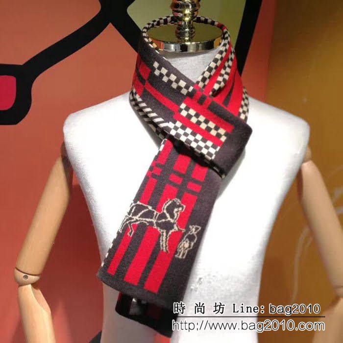 HERMES愛馬仕專櫃同步2018男士冬季羊毛圍巾 男女同款 LLWJ6233